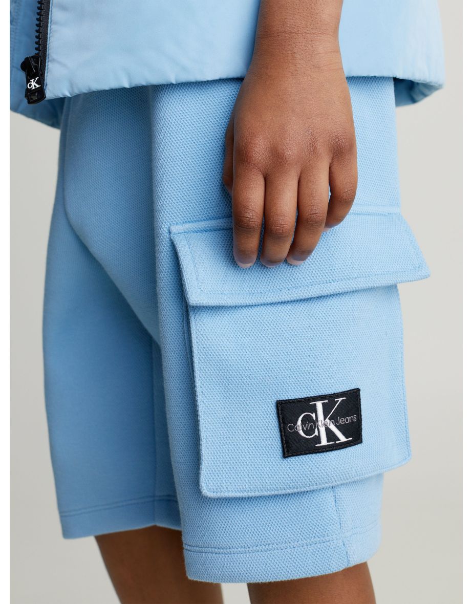 Calvin Klein Boys Pique Cargo Shorts in Blue - 3