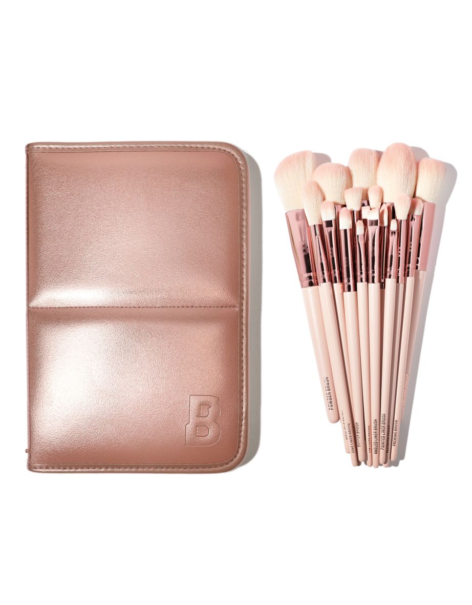 Rose Gold Glam 18 Piece Brush Set With Brush Stand
