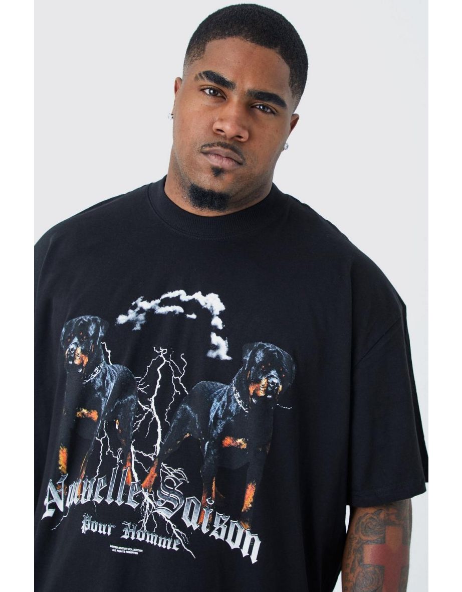 Plus Oversized Rottweiler Graphic T-shirt - 2