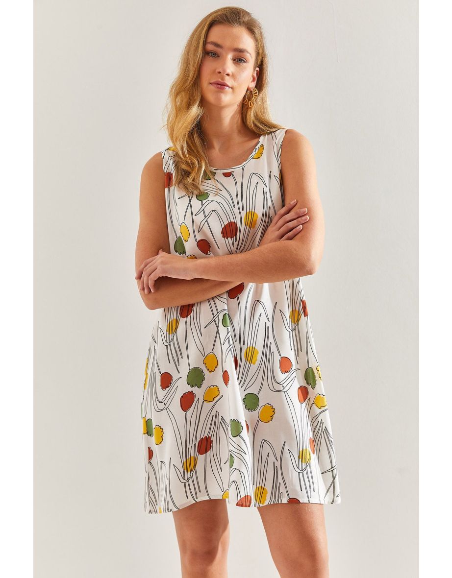 Women's Patterned Viscose Dress - 6