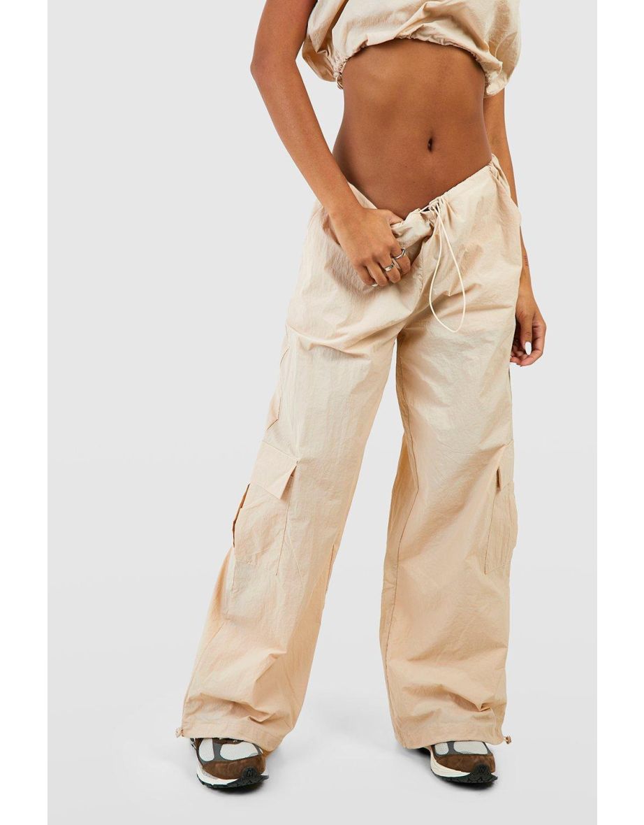 Parachute Toggle Low Rise Cargo Pants - stone - 3