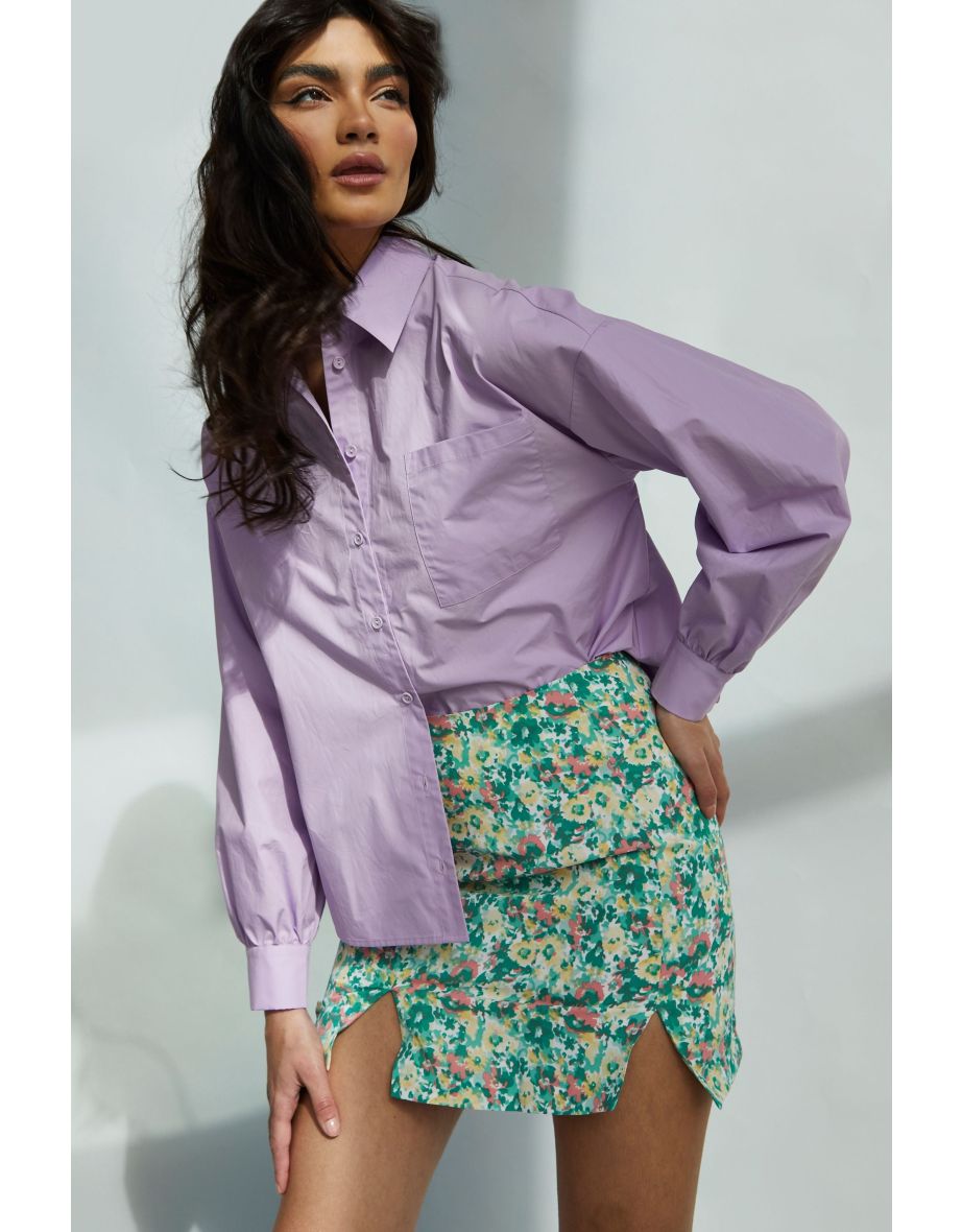 Column Mini Skirt with Floral Prints