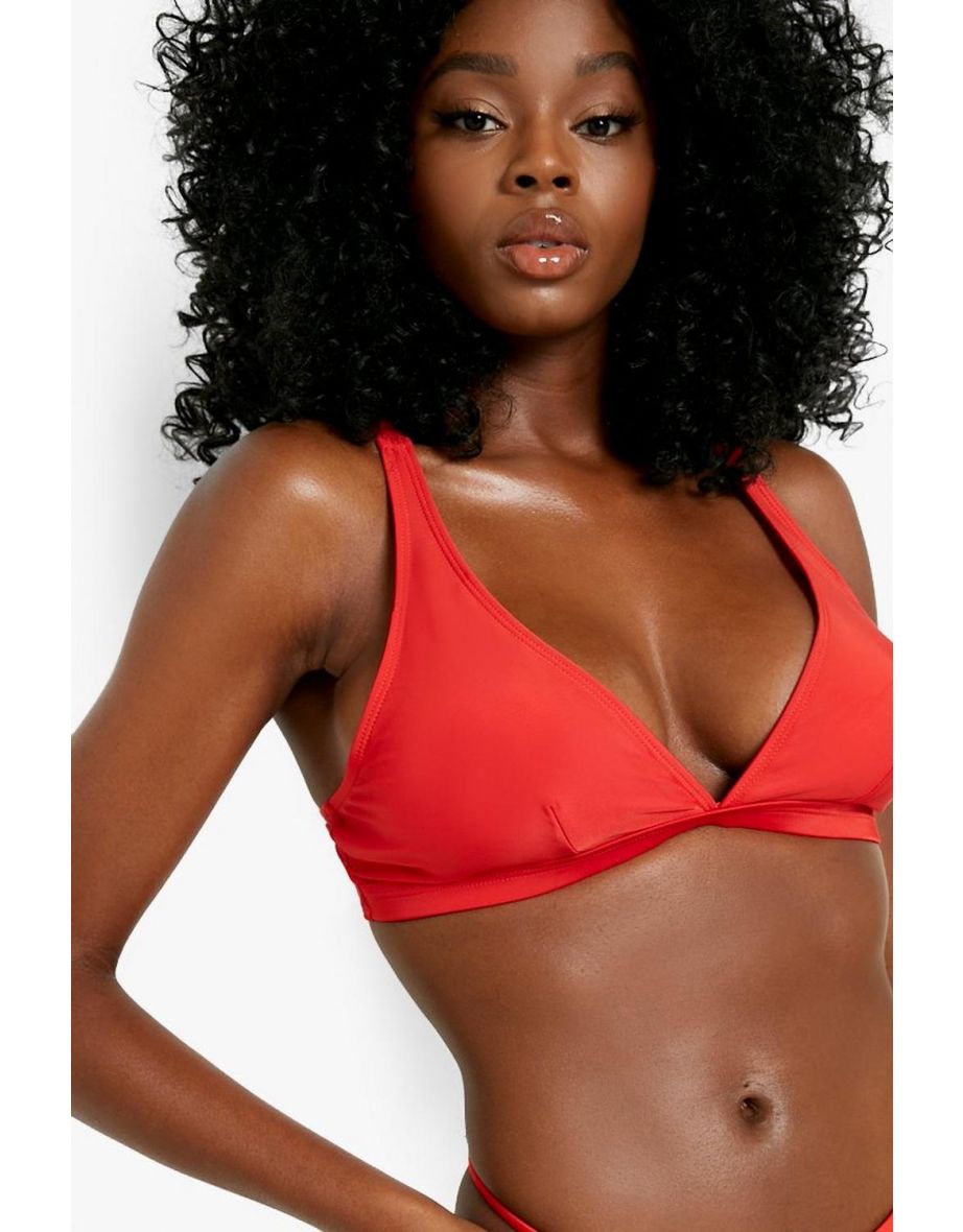 Padded Plunge Recycled Bikini Top - red - 3