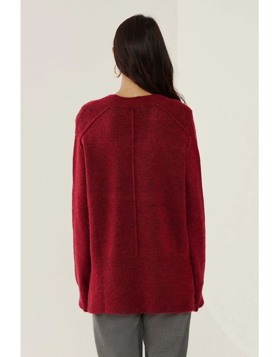 Relaxed Fit V-Neck Knitted Sweater - 5