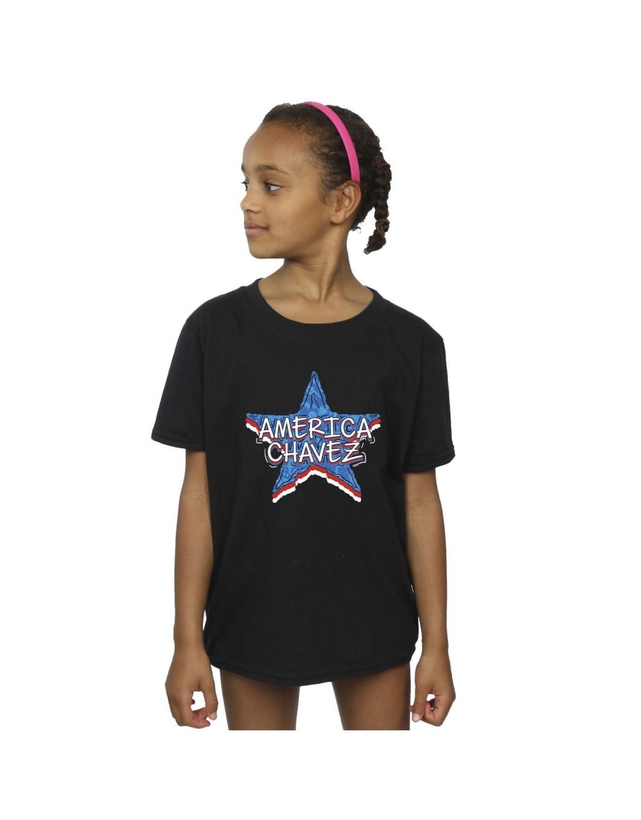 Marvel Girls Doctor Strange America Chavez Cotton T-Shirt - Black