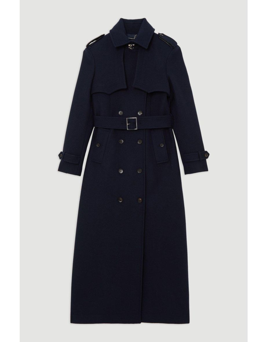 Italian Wool Tailored Belted Trench Coat - 3