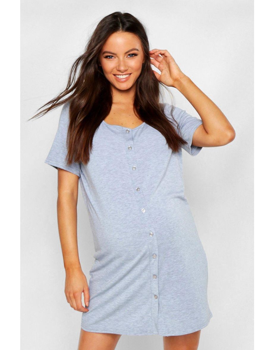 Maternity Button Front Nightie - grey marl - 3