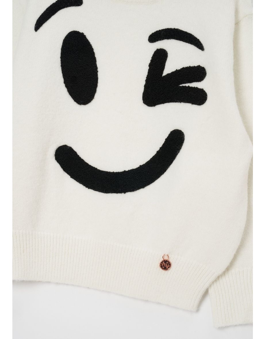 Shanti Ivory Smiley Face Jumper - 5