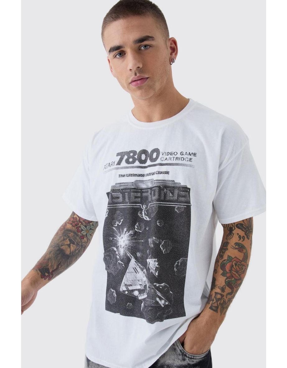 Oversized Vintage Atari License Print T-Shirt - white