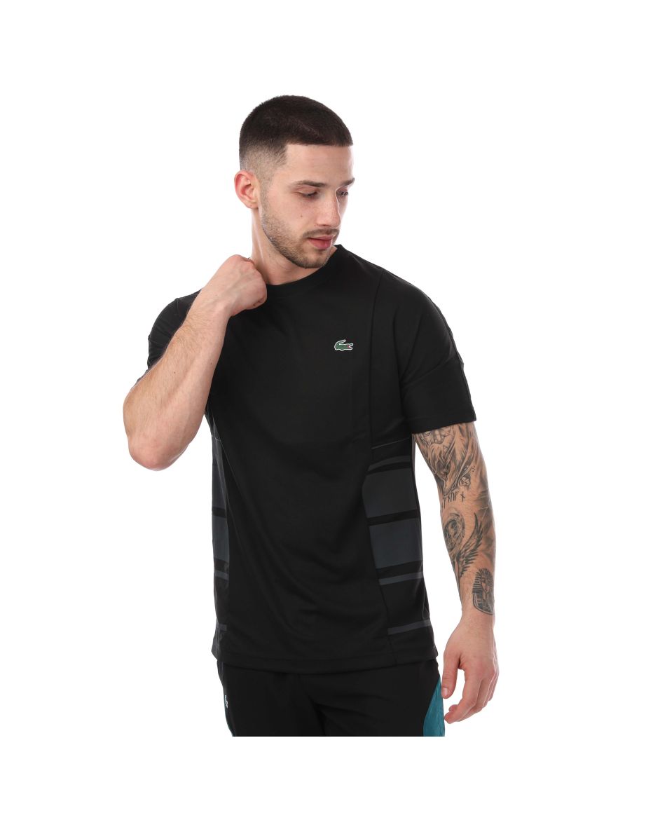 Men's Lacoste Sport Graphic Bands Pique T-Shirt in Black