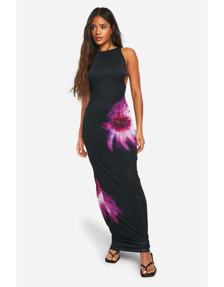 Floral mesh maxi dress deals