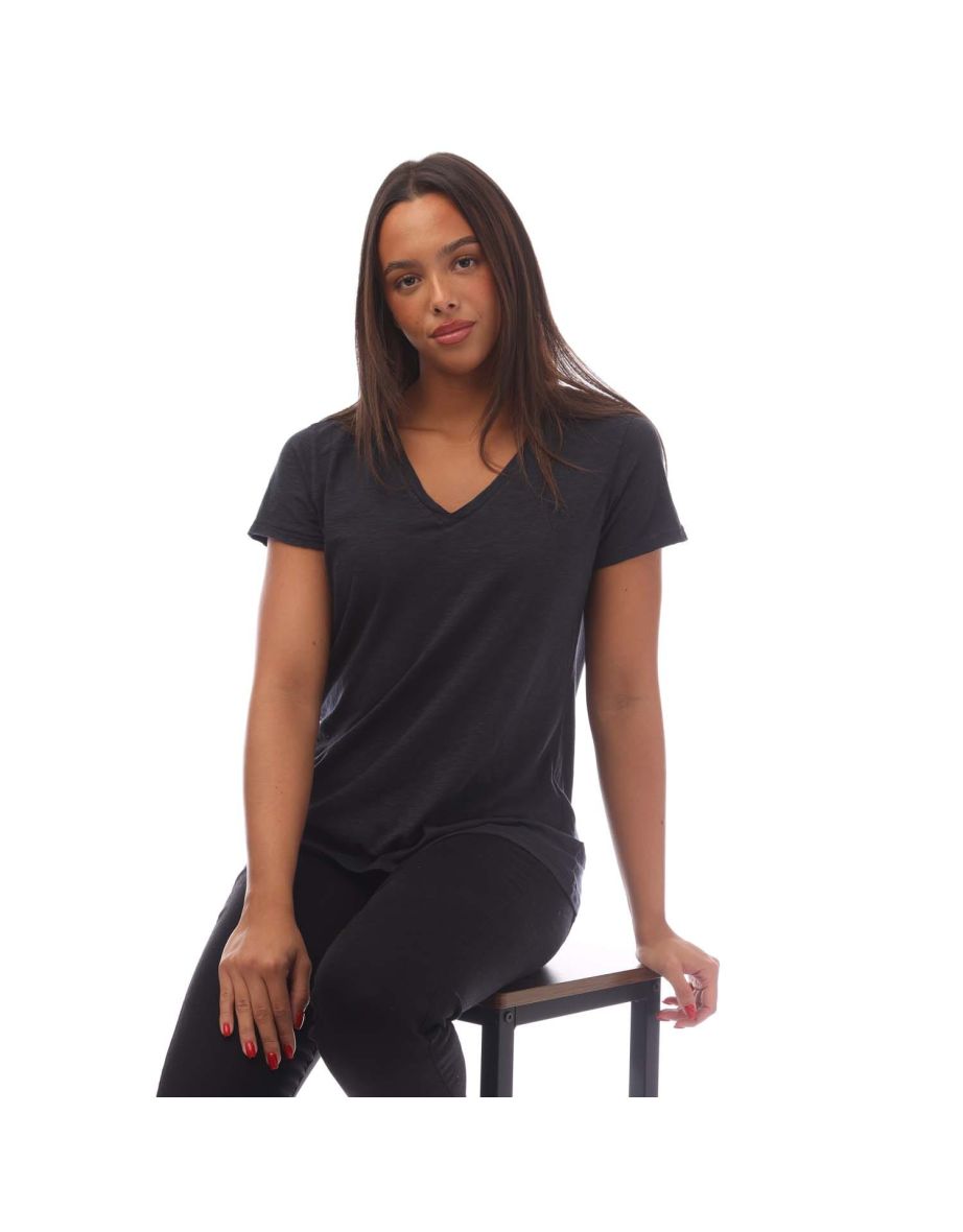Women's Superdry Studios Slub Embroidered V-Neck T-Shirt in Blue - 3