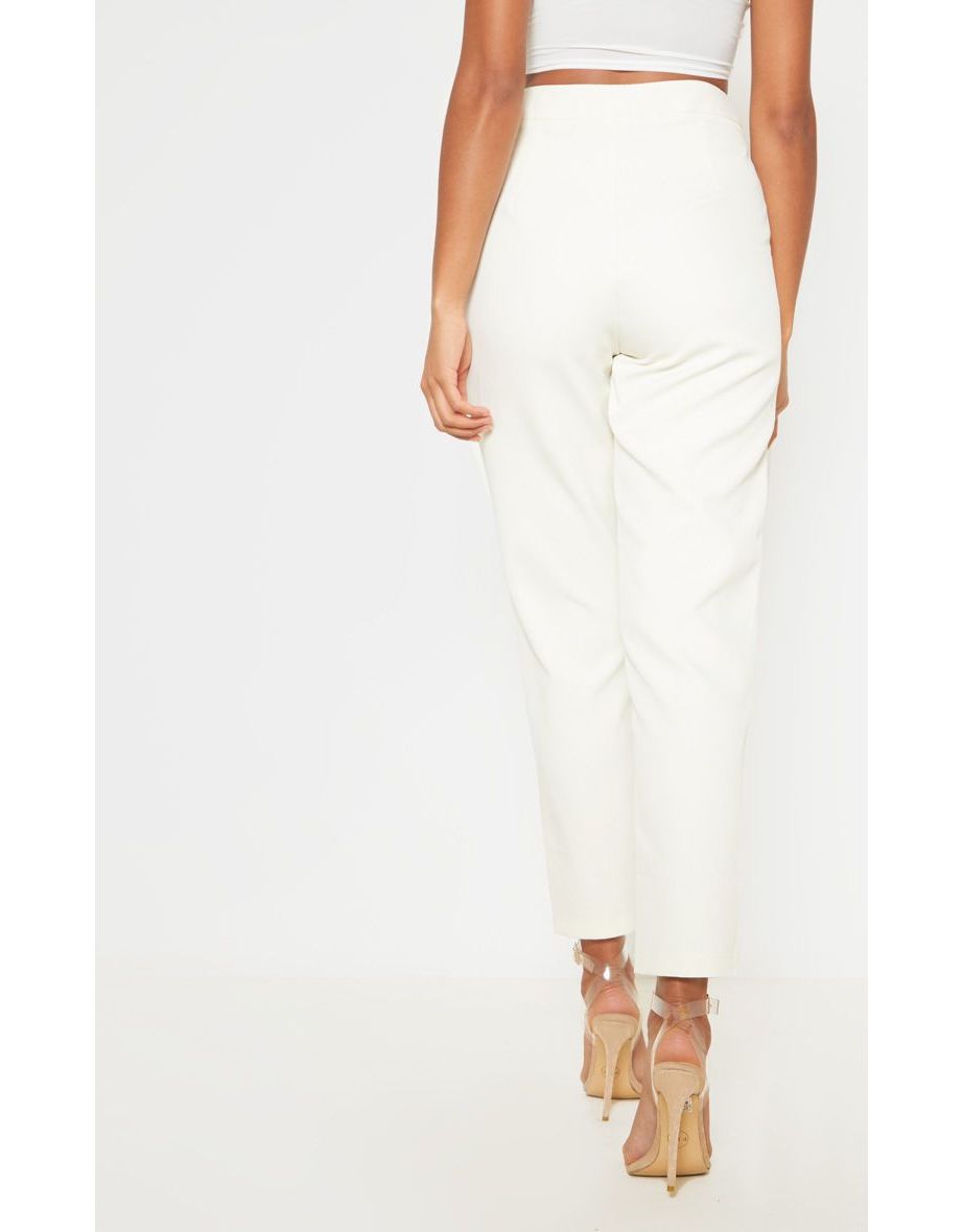 Cream Cropped Trousers - 3