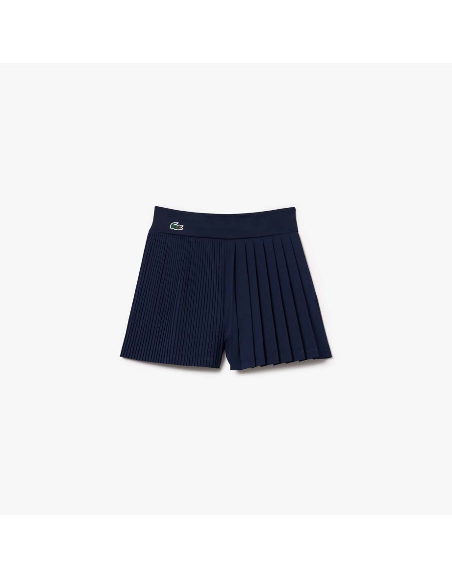Women's Lacoste Sport Pleated Lined Tennis Shorts in Blue