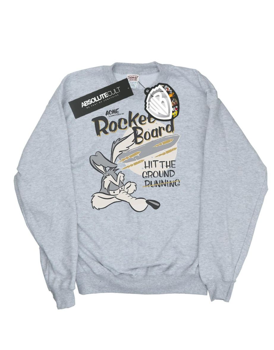 Looney Tunes Boys Wile E Coyote Rocket Board Sweatshirt - Sports Grey