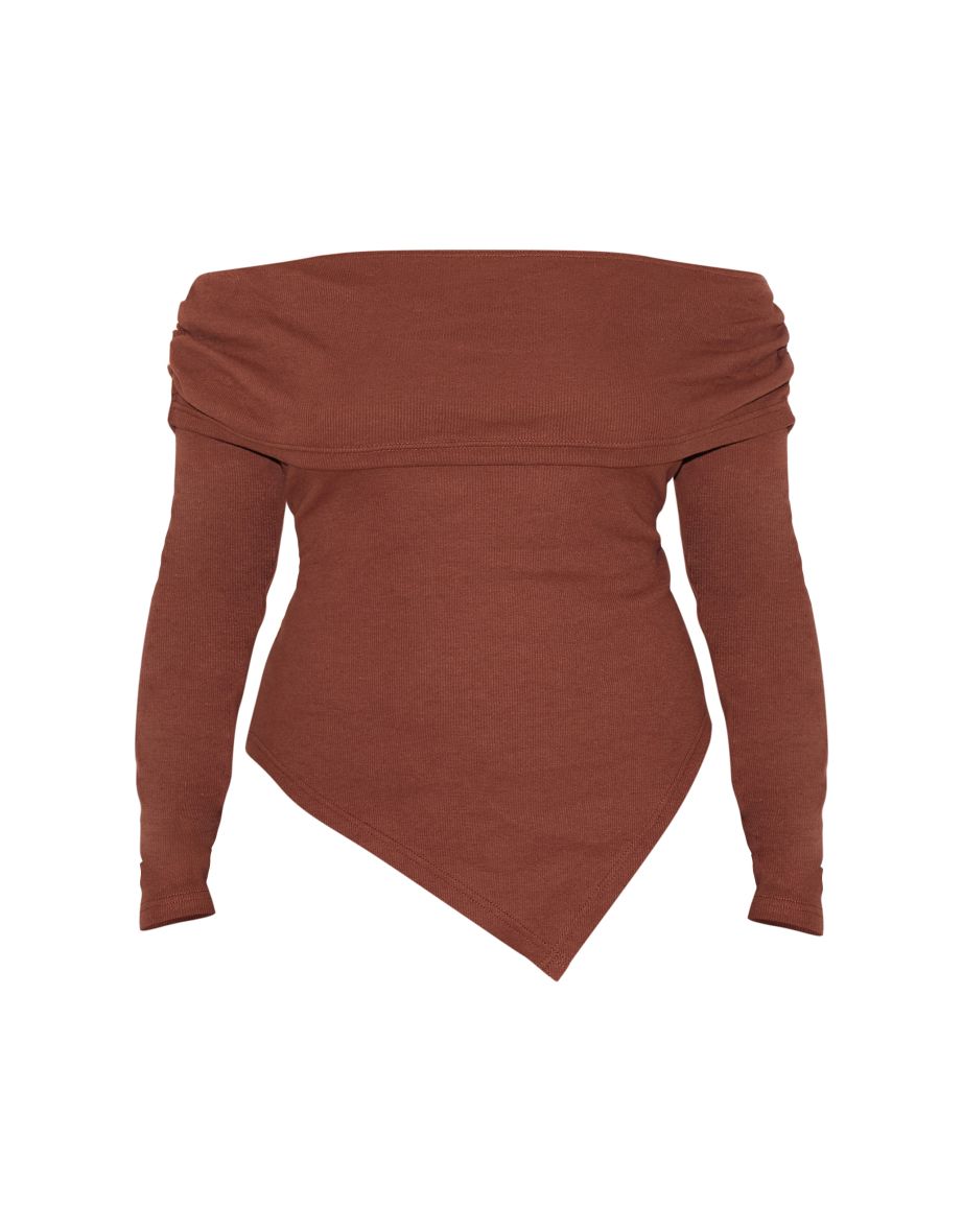 Plus Chocolate Fold Over Dip Hem Top - 4