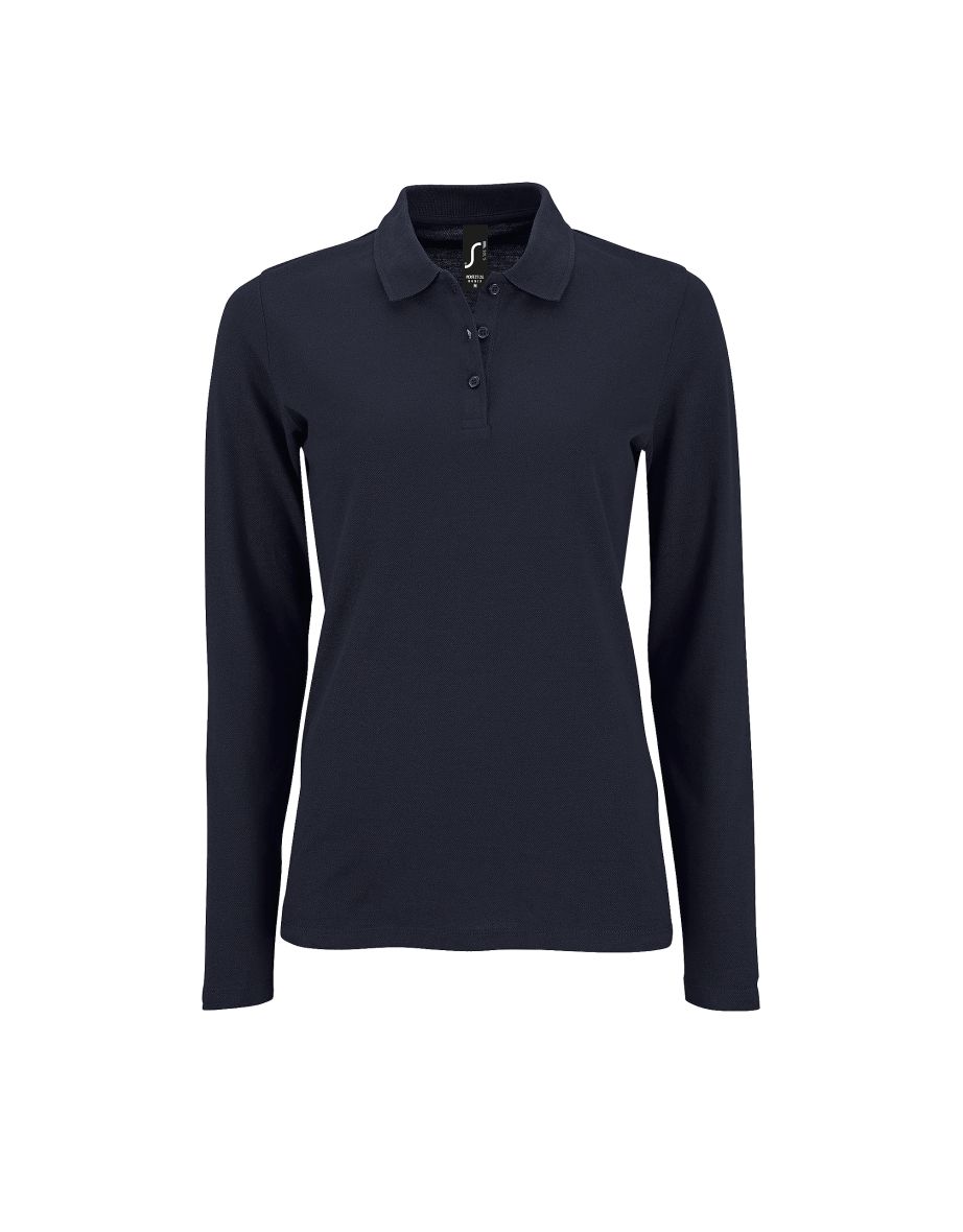 SOLS Womens/Ladies Perfect Long Sleeve Pique Polo Shirt - French Navy
