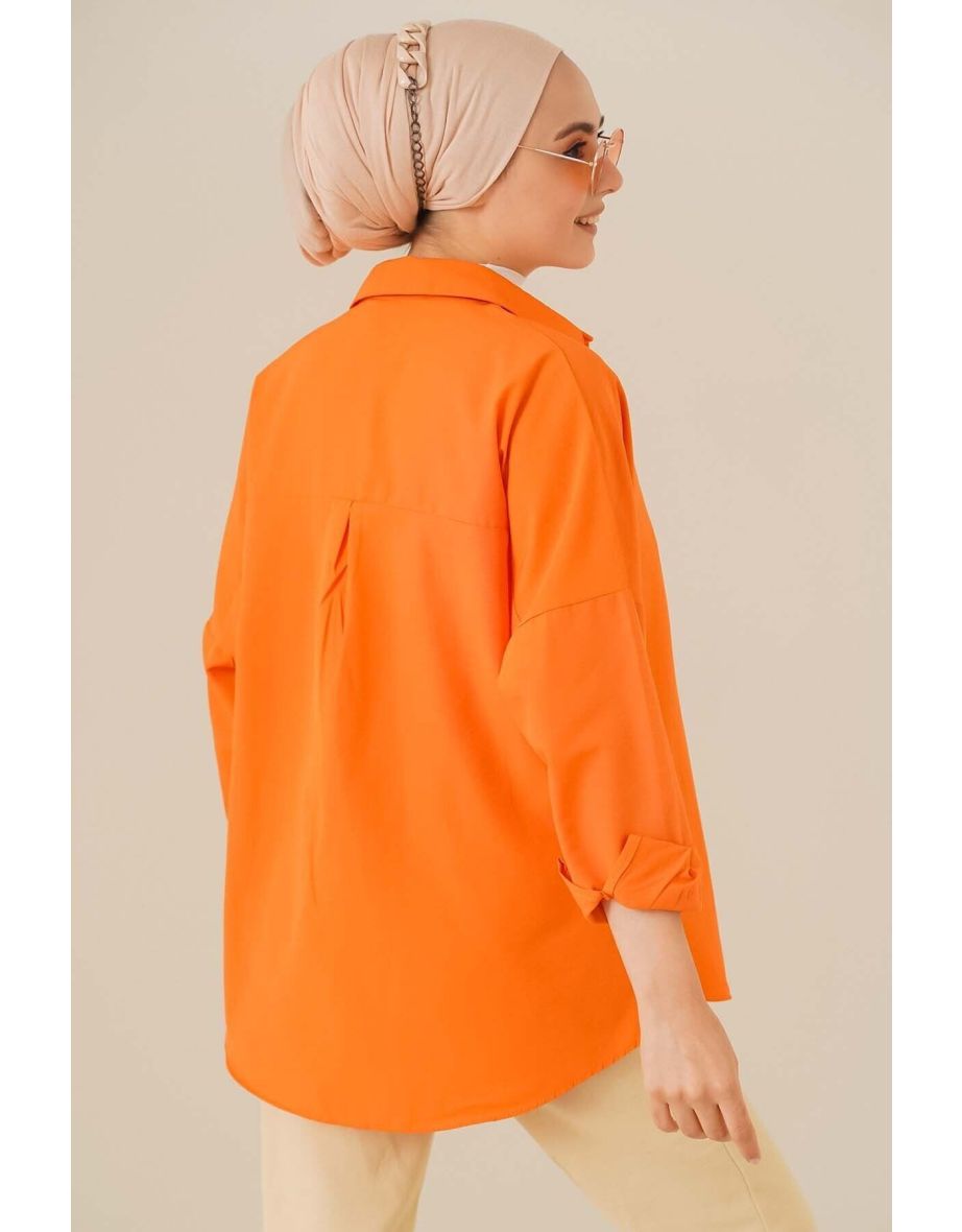 Oversize Basic Shirt - Orange - 3
