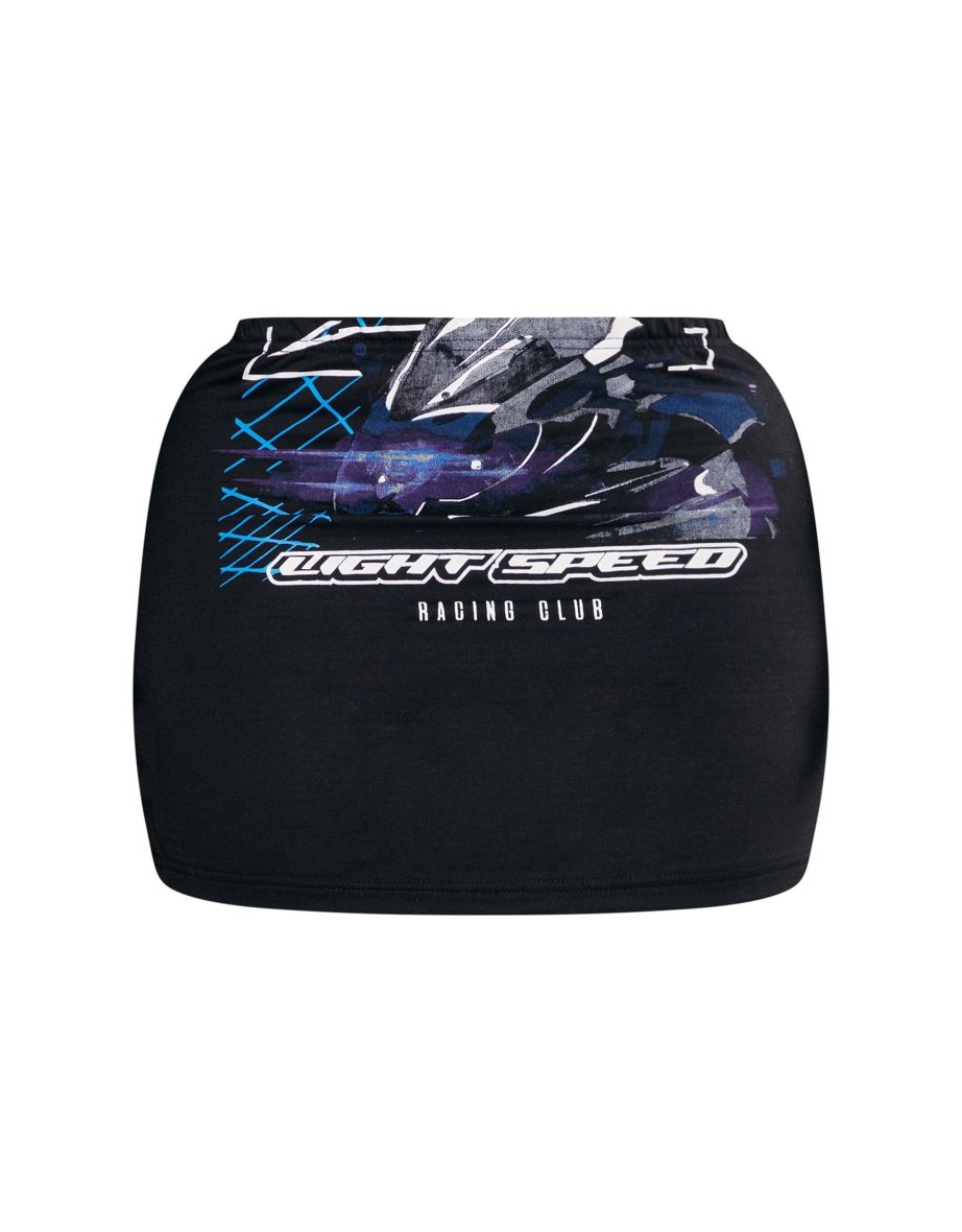 Shape Black Graphic Motorsport Mini Skirt - 5