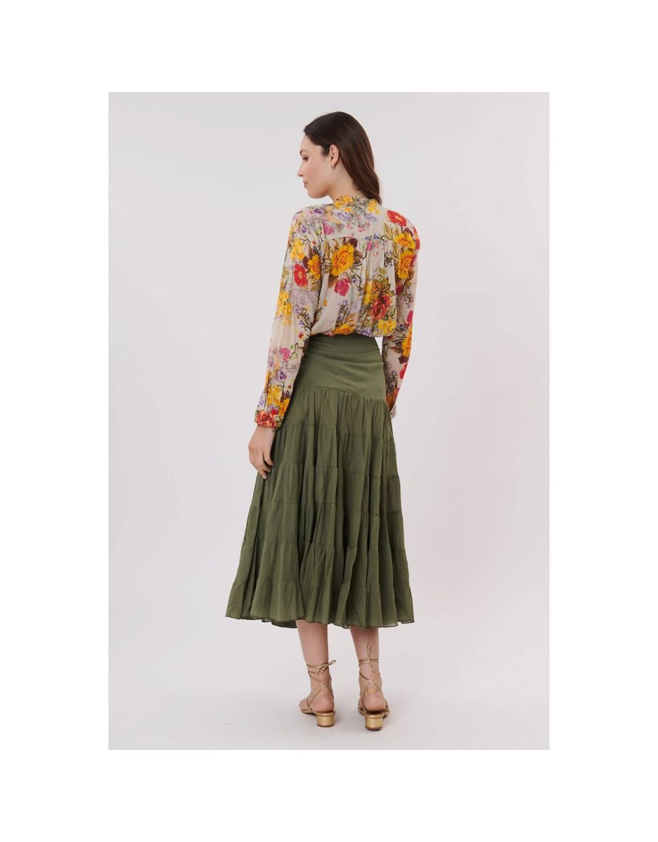 Velma Cotton Midi Skirt with Ruffles - 4