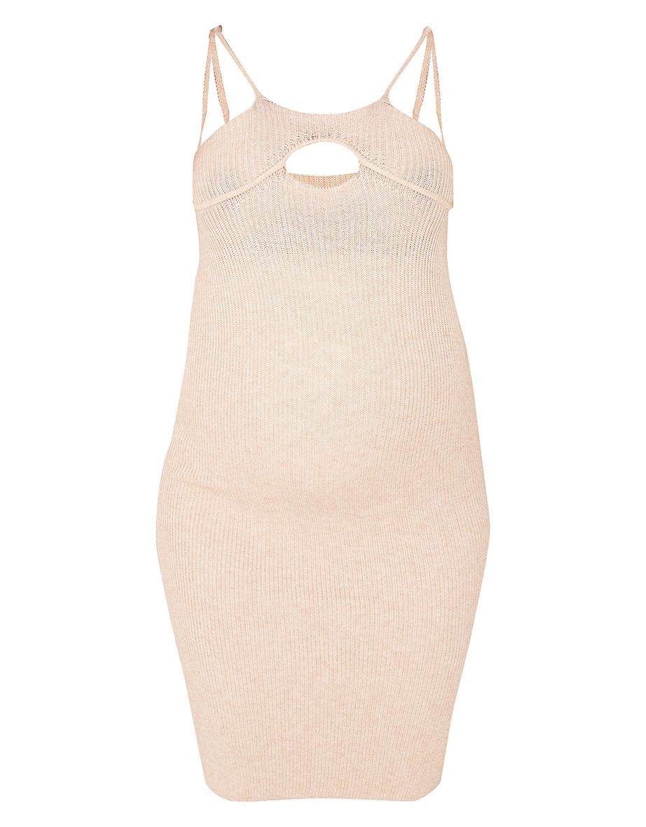 Maternity Stone Knitted Cut Out Back Midi Dress - 4