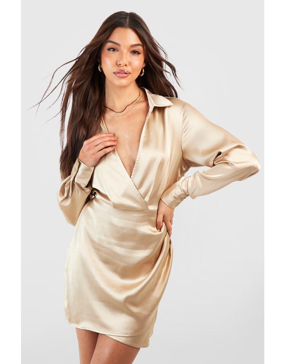 Satin ruched shirt dress new arrivals