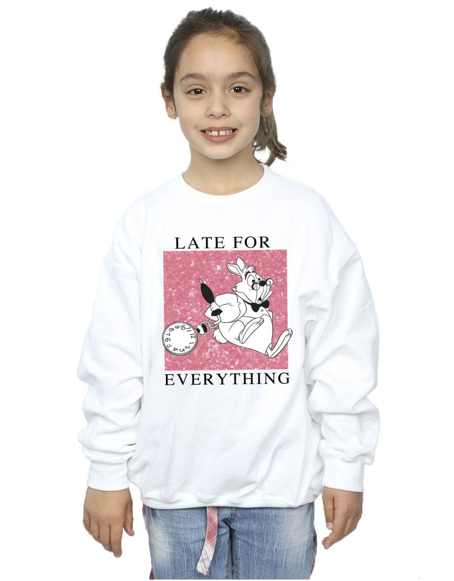 Disney Girls Alice In Wonderland White Rabbit Sweatshirt