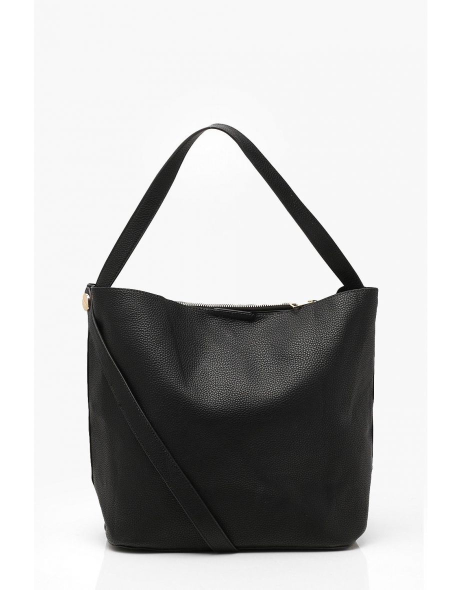 Bucket Day Bag With Cross Body Strap - black