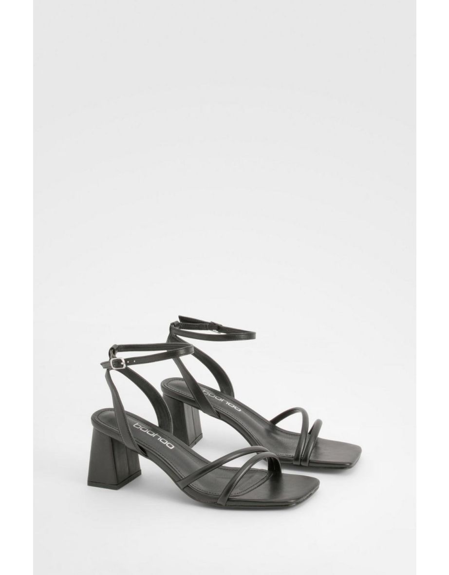 Wide Fit Asymmetric 2 Part Block Heels - black