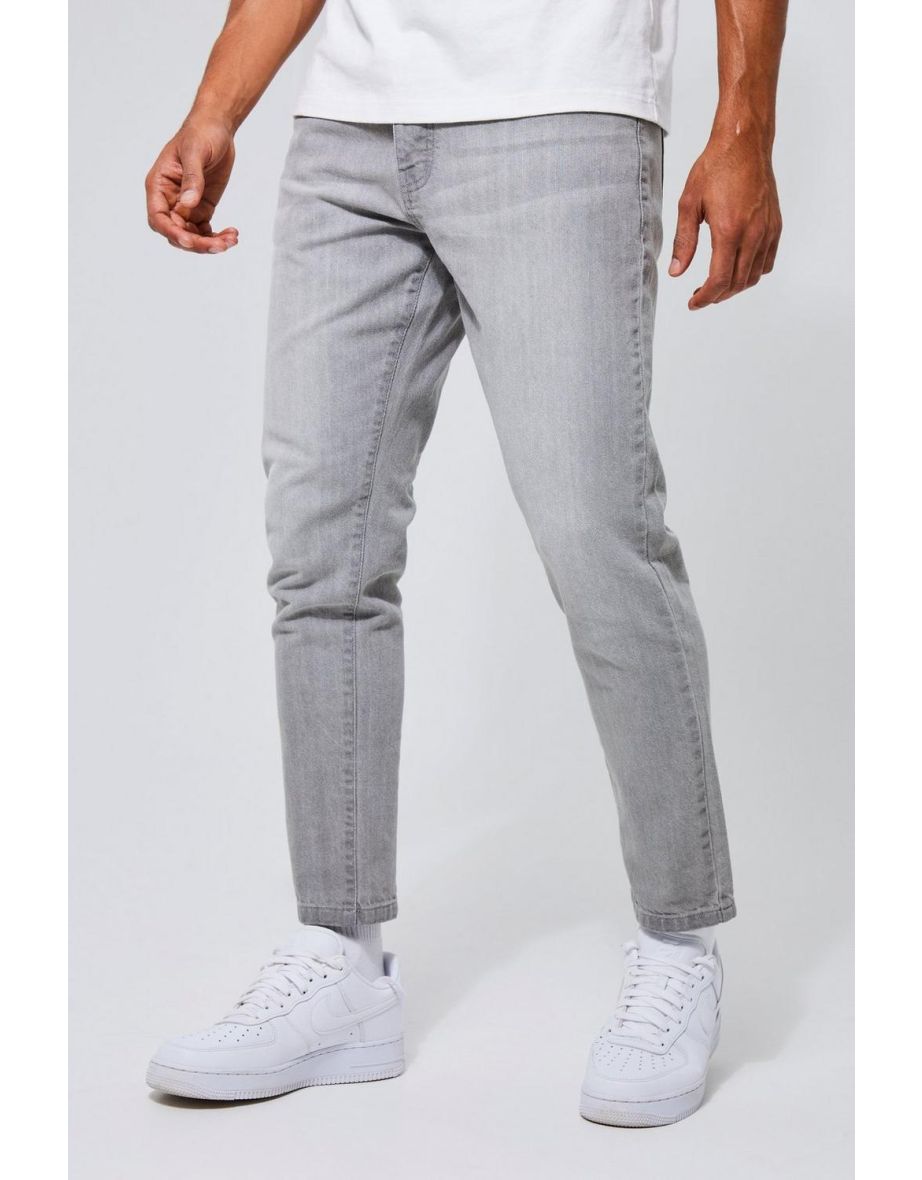 Tapered Fit Rigid Jeans - light grey