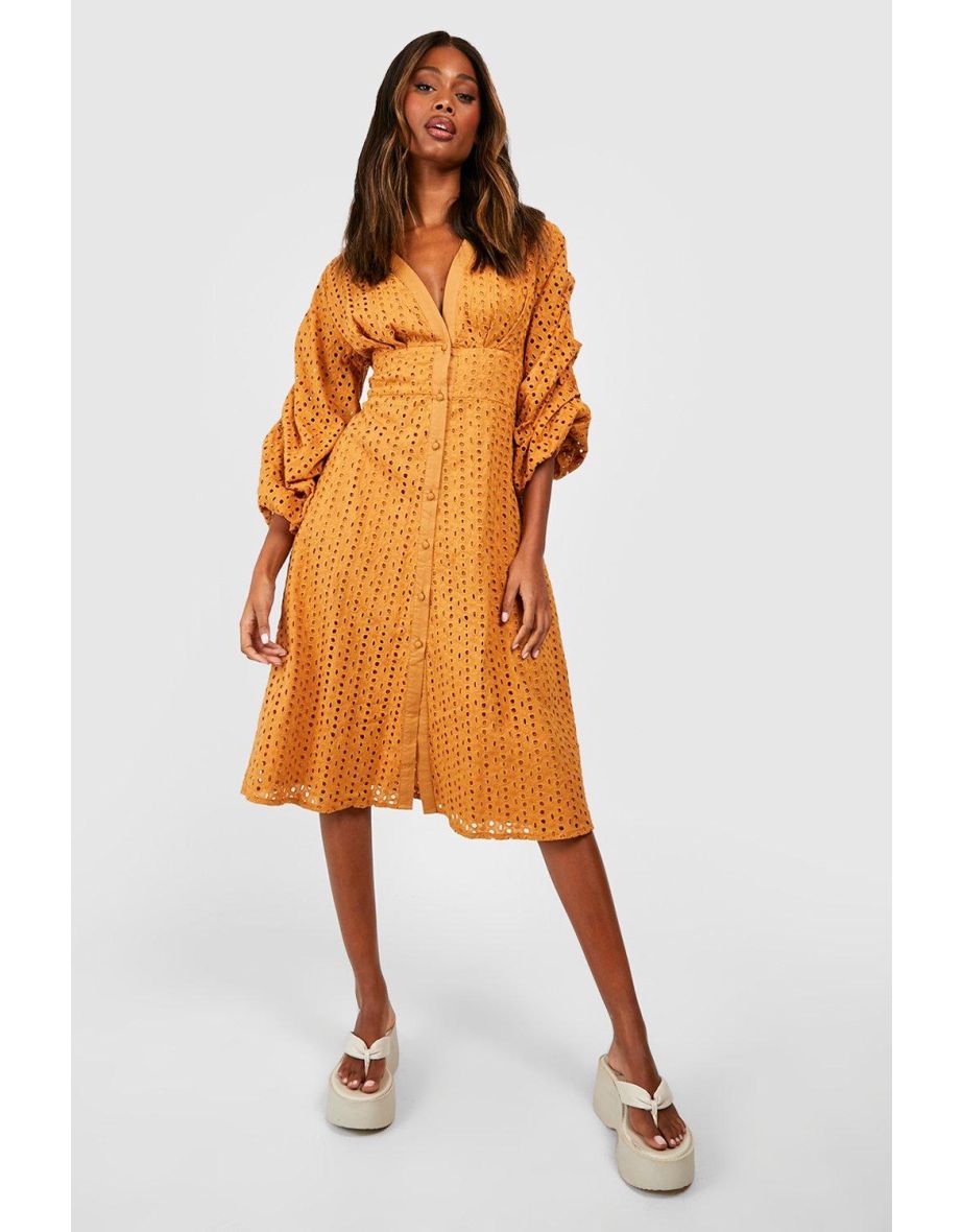 Tan button dress hot sale