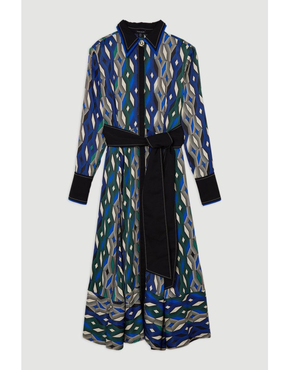Amelia Graham Printed Viscose Satin Border Print Maxi Dress - 3