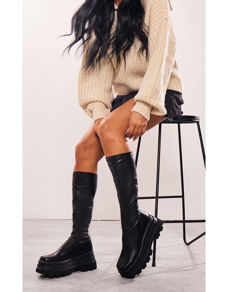 Flat knee high sock boots new arrivals