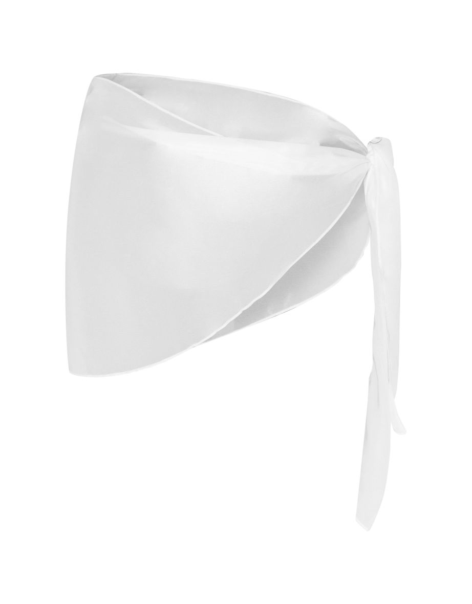 White Chiffon Side Tie Beach Sarong - 5
