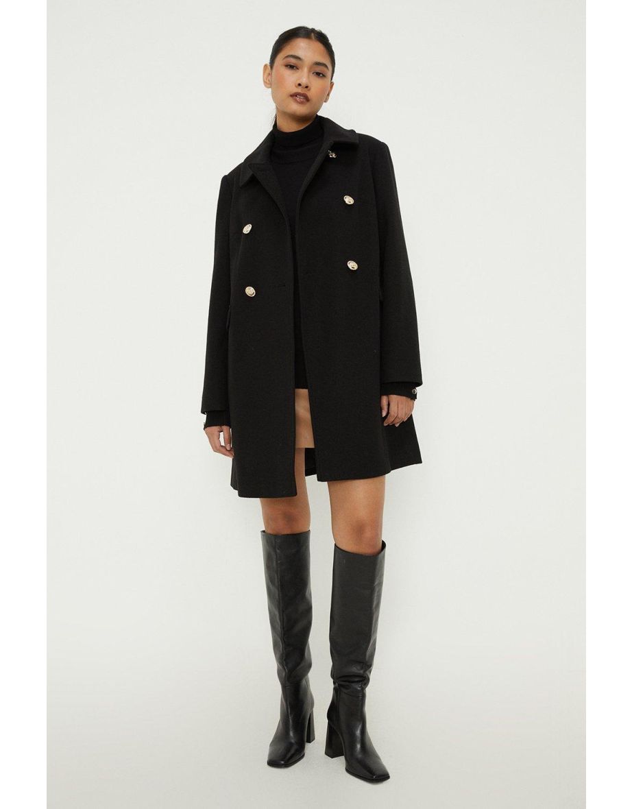 Petite Dolly Military Button Coat