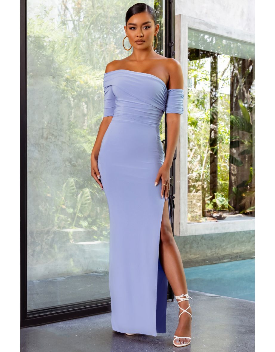 Blue Bardot Panel Maxi Dress - 6