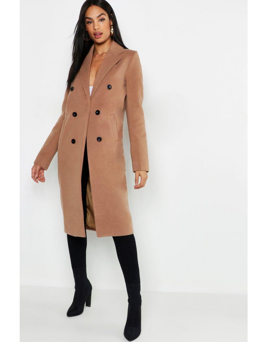 Tall Double Breasted Coat - camel - 3