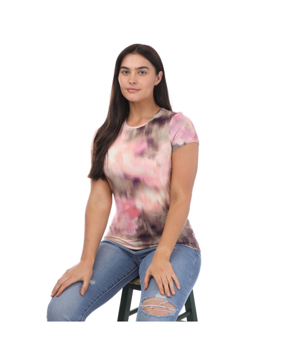 Women's Ted Baker Yazmean Fitted Floral T-Shirt With Twisted Neck in Pink - 3
