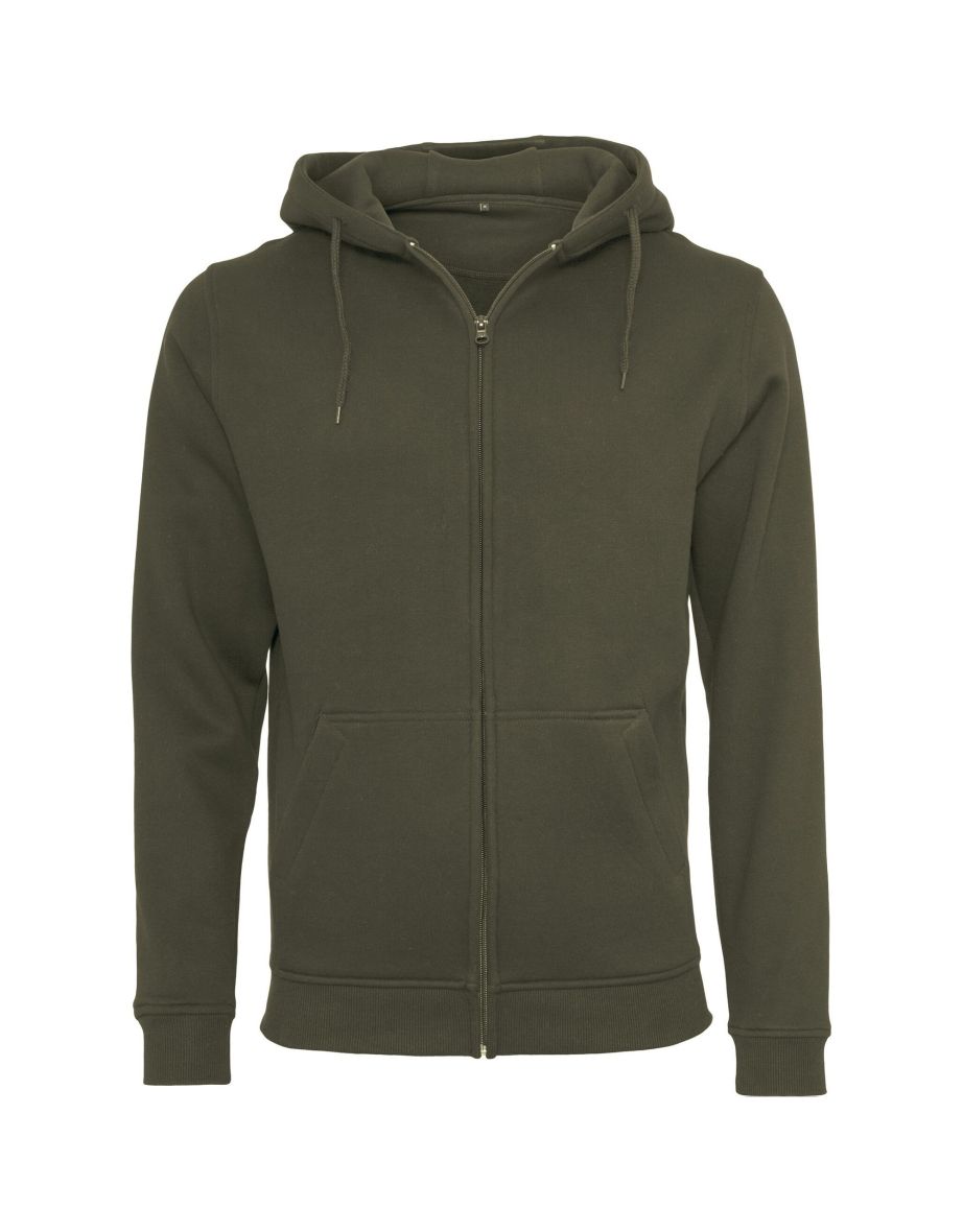 Mens Heavy Zip Up Hoodie - Olive