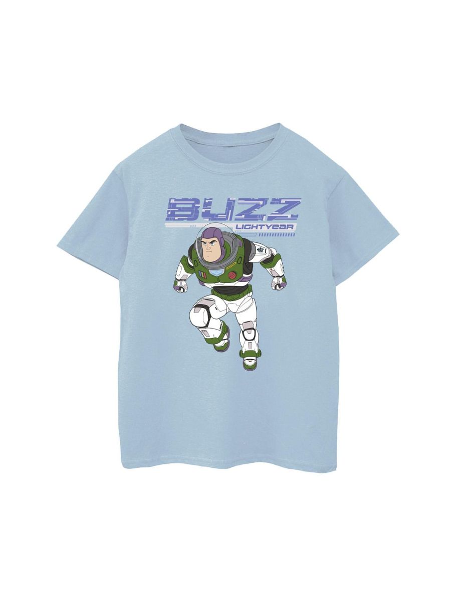 Disney Girls Lightyear Buzz Jump To Action Cotton T-Shirt - Baby Blue - 1