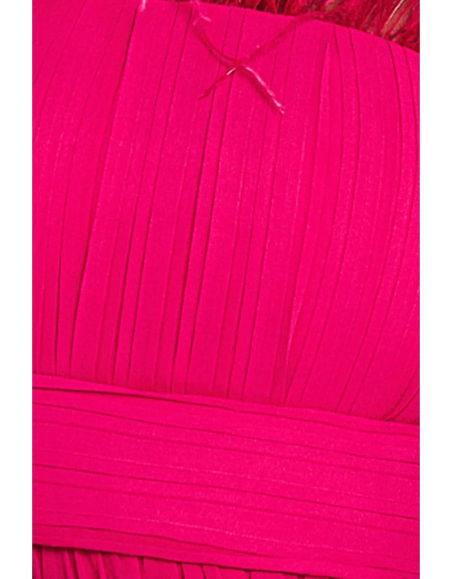 Goddiva Bridesmaids Chiffon Maxi Dress - Hot Pink - 3