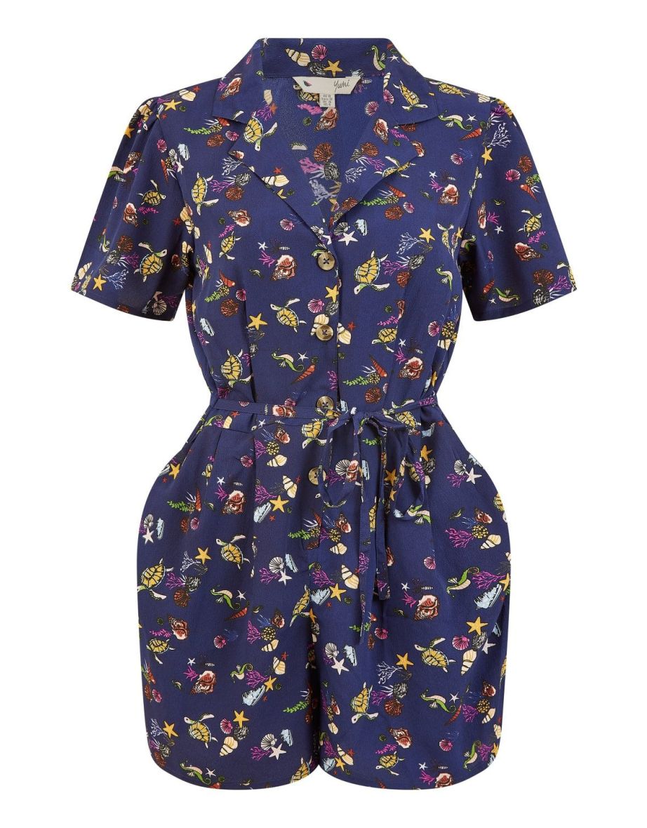Yumi Navy Recycled Sealife Playsuit - 6