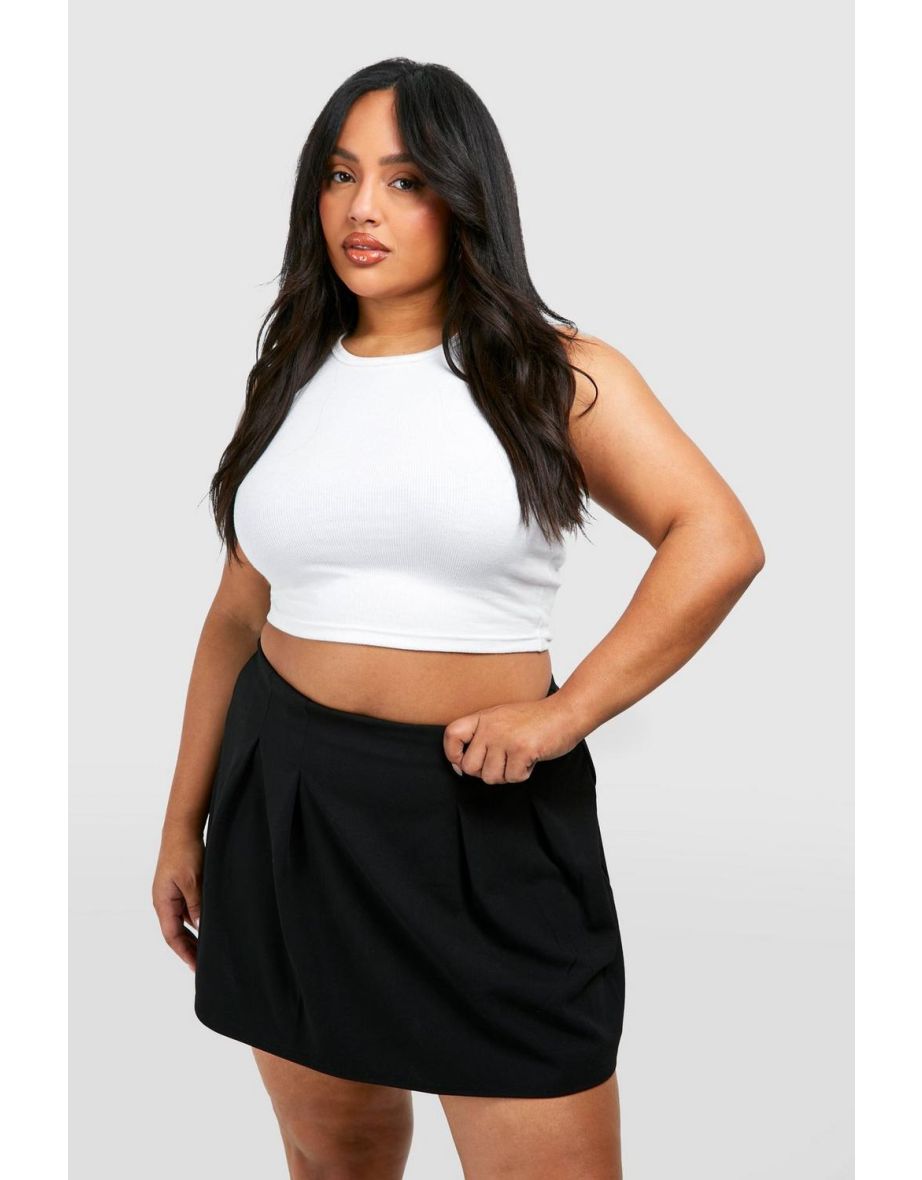 Plus Pleated Crepe Tennis Skirt - black