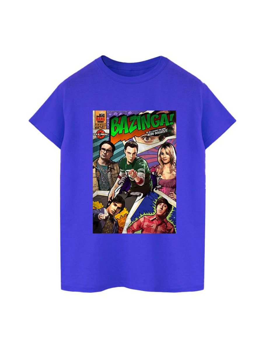 The Big Bang Theory Mens Bazinga Cover T-Shirt - Royal Blue