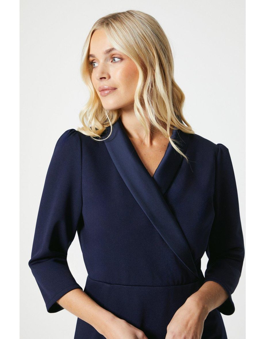 Petite Scuba Crepe Collared Midi Dress - 3