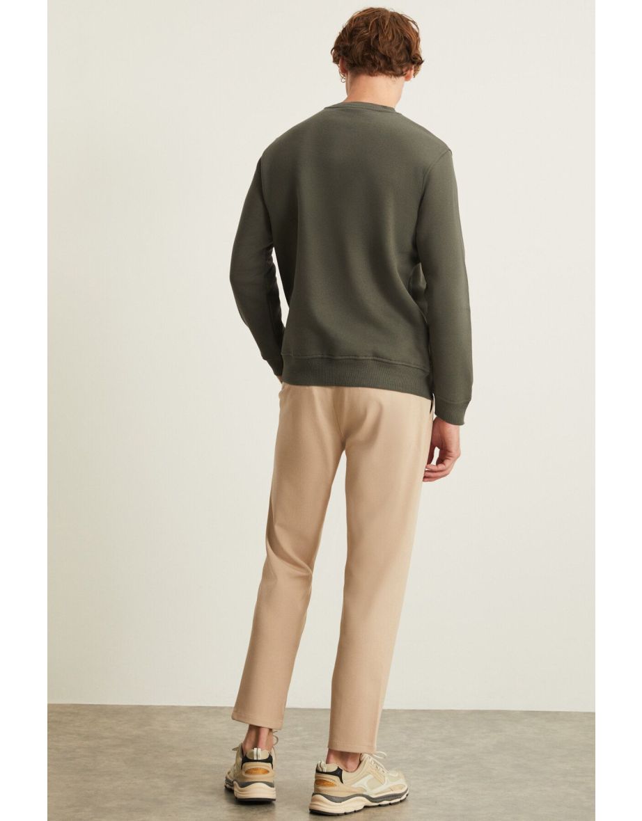 NATAS Men's Regular Fit 3 Thread Raised Round Collar Label Detailed Gray Sweatshirt - 5