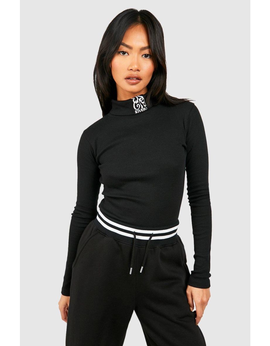 Ribbed Turtle Neck Long Sleeve Top