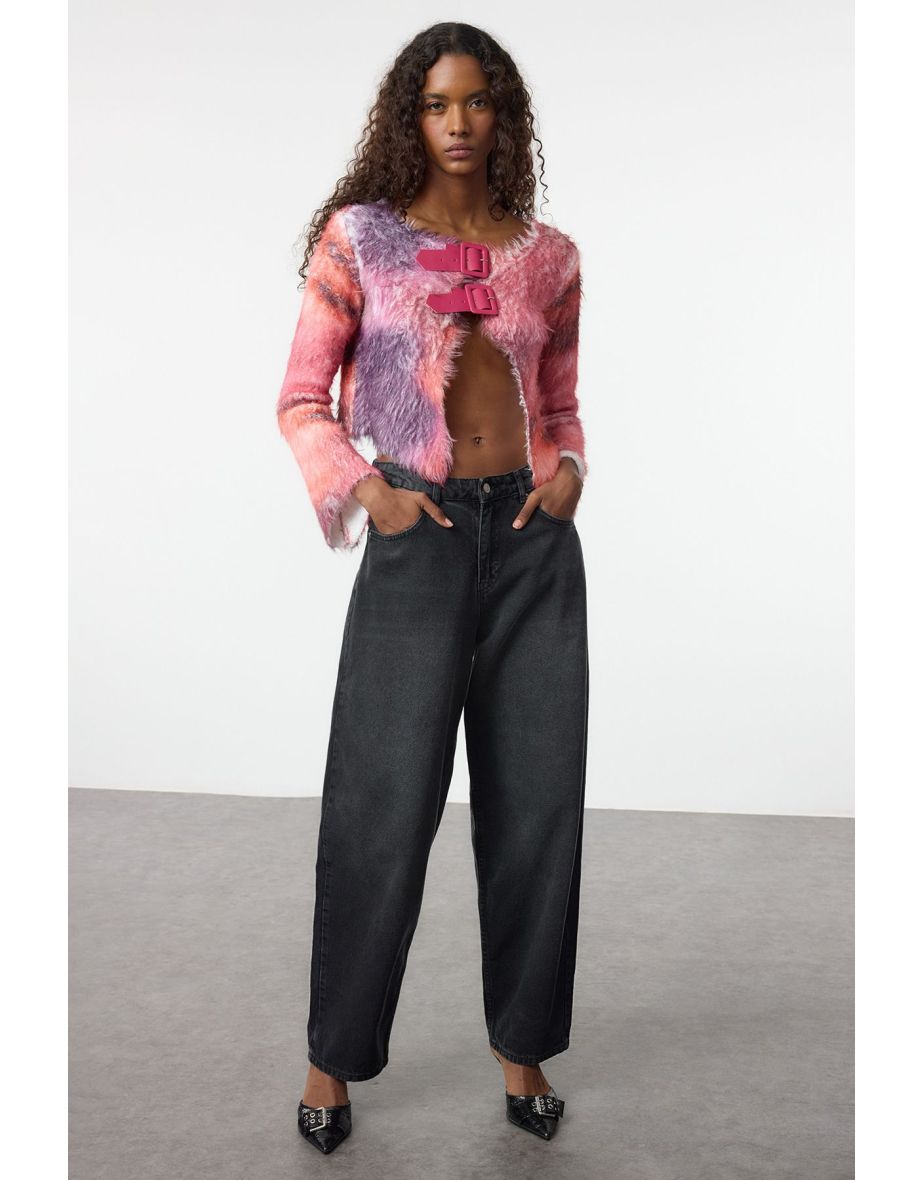 Pink Crop Soft Texture Knit Cardigan