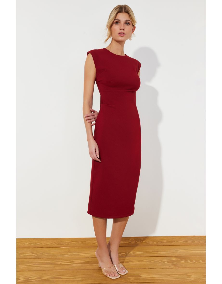 Maroon fitted dress store