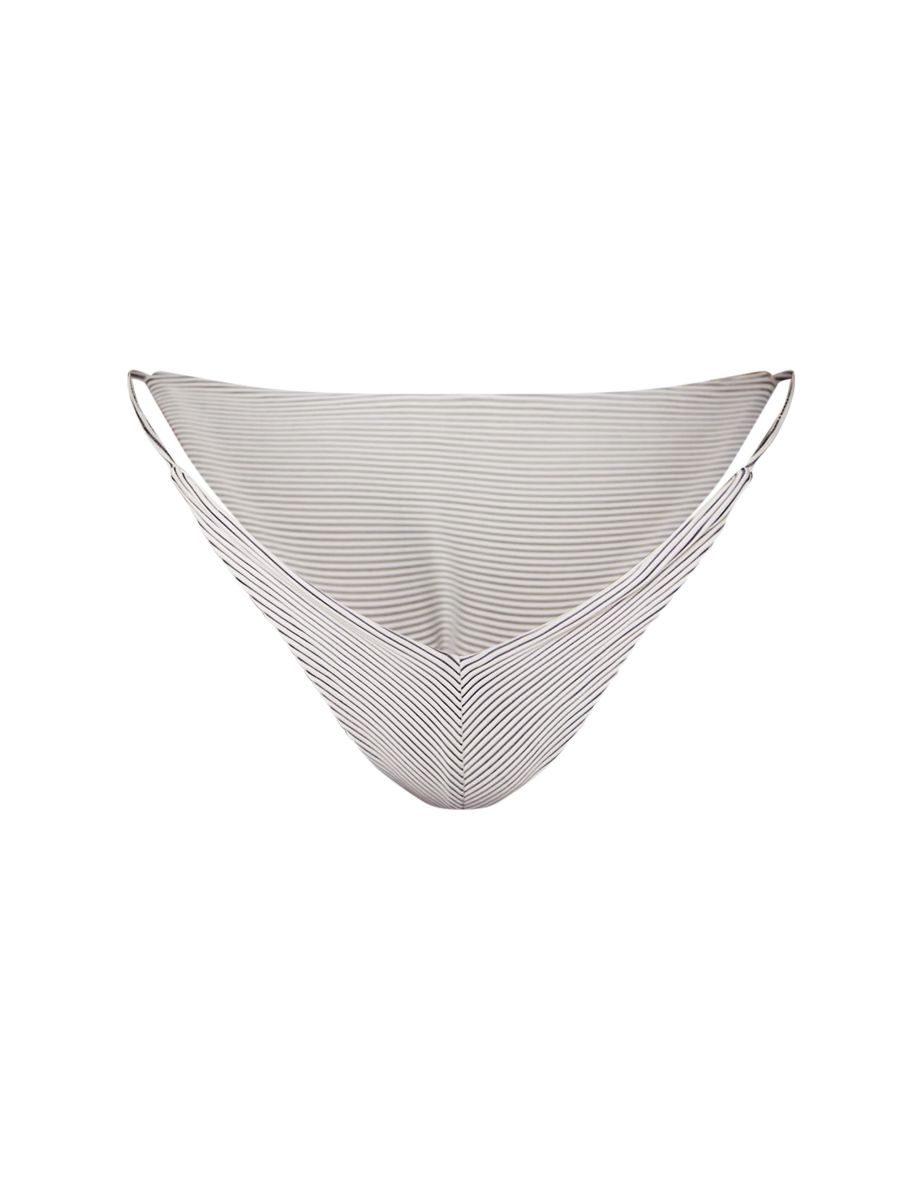 Plus White Textured Bikini Tie Bottoms - 3